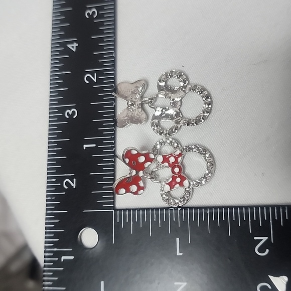 Silver and Red Bow Mouse Earrings - Picture 7 of 7